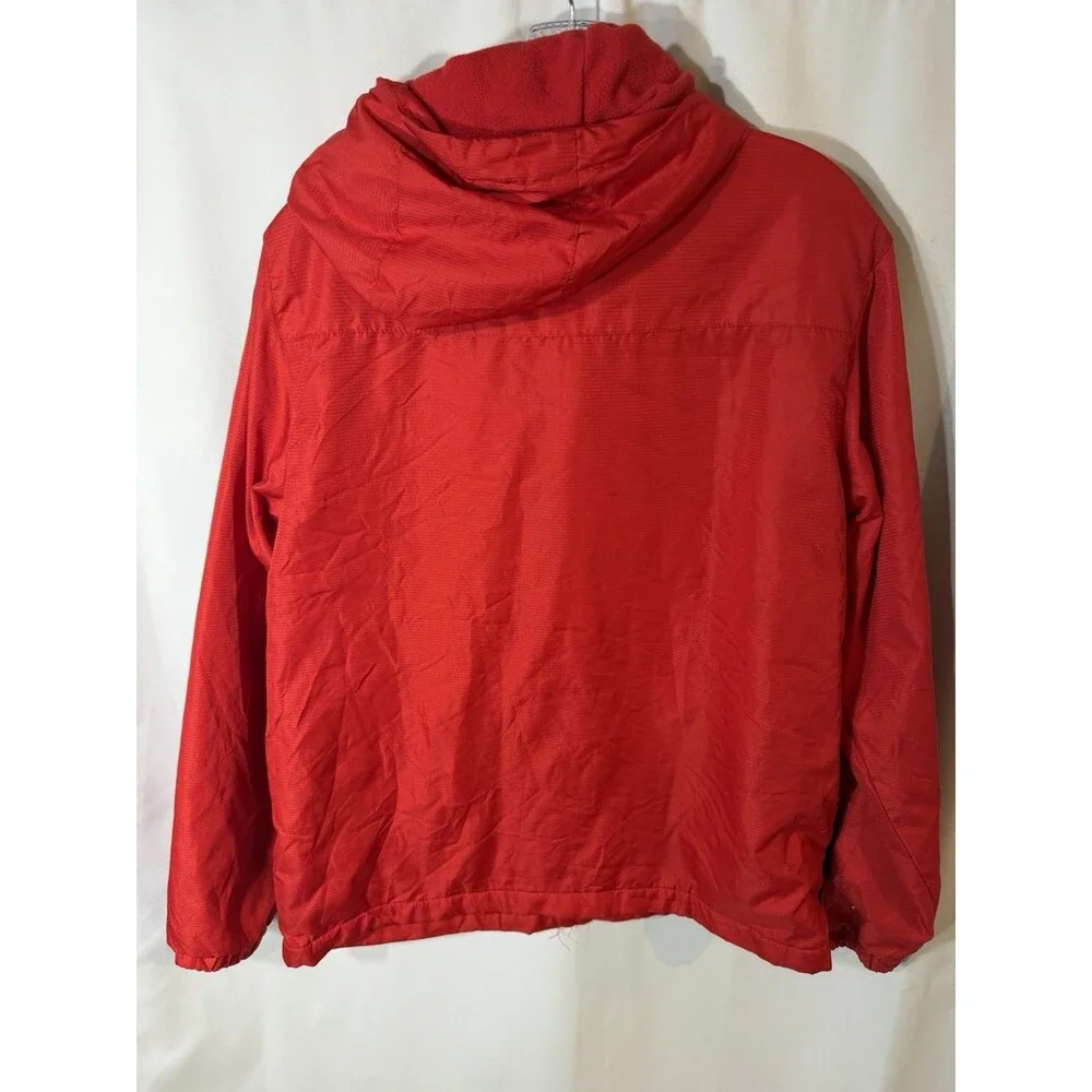 Reebok Retro Jacket Men's MediumNeon Red Hood Fleece Lined Windbreaker Full Zip
